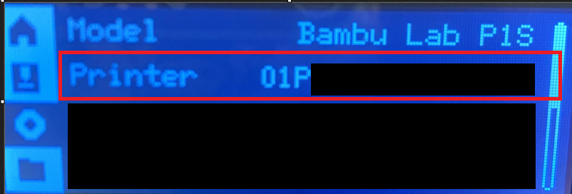 An image of a Bambu Labs P1S LCD control panel screen